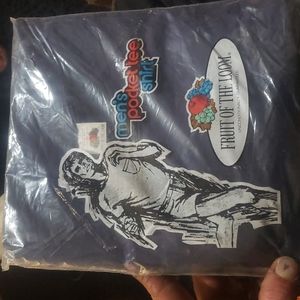 Vintage NOS 70s 80s Deadstock FRUIT OF THE LOOM Men’s  Pocket Tee medium Blue
